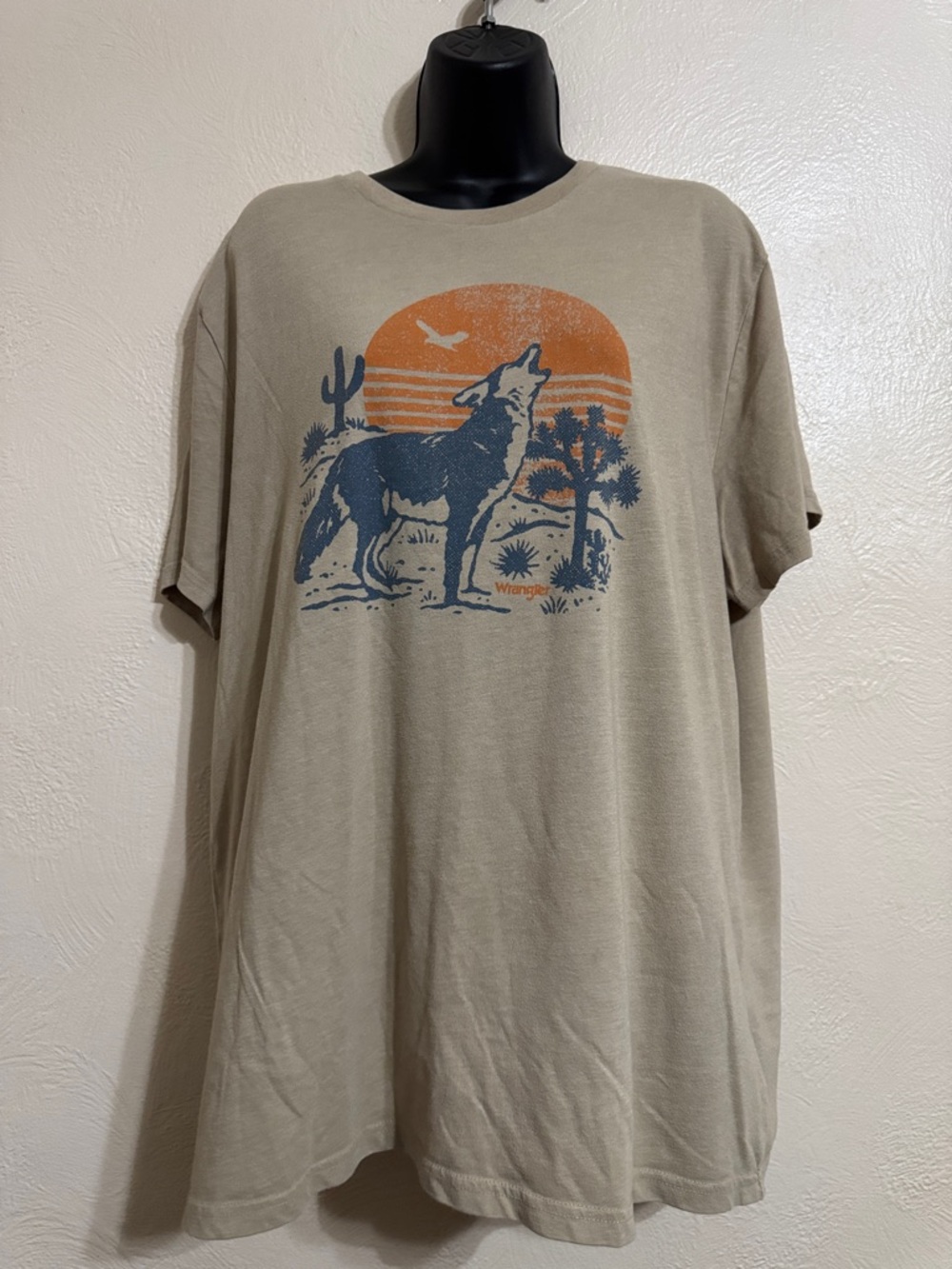 Wrangler Beige Short-Sleeve Tee with Desert Wolf Graphic